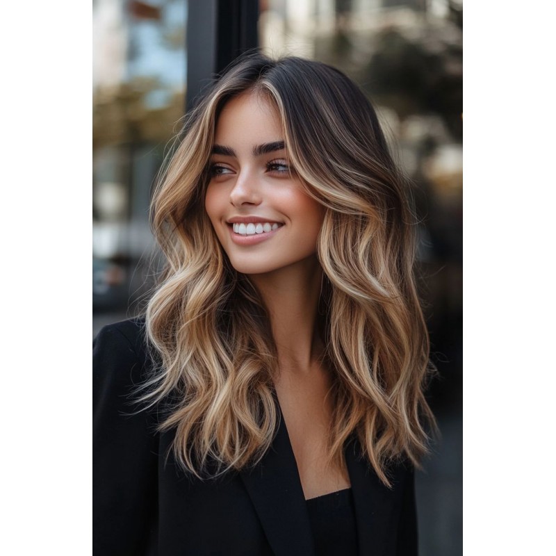 Forfait Mèches, Balayages, ou Ombrés demi tête + contouring ( Coupe non incluse / Cheveux longs ) - Résultat naturel blond